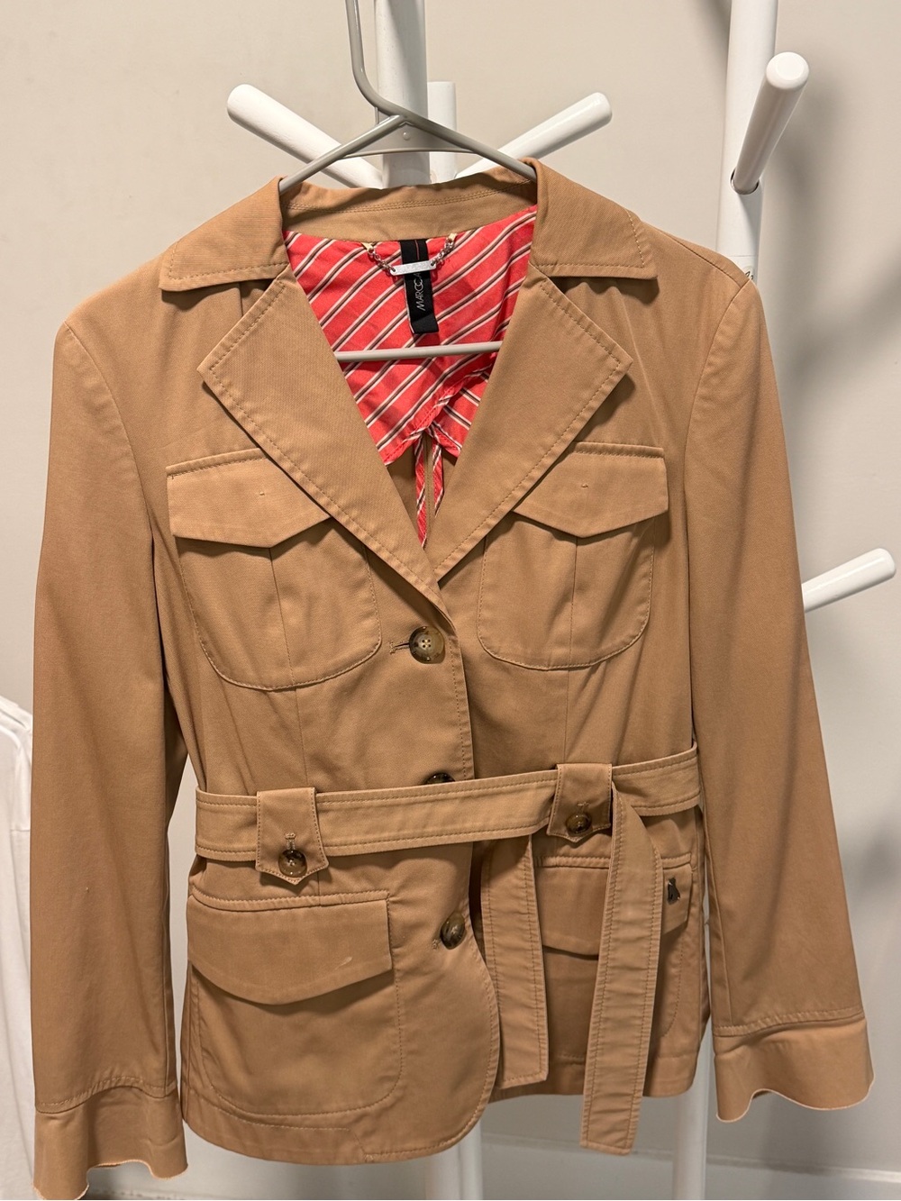 Marc Cain Cotton Beige Women's Belted Trench Jacket